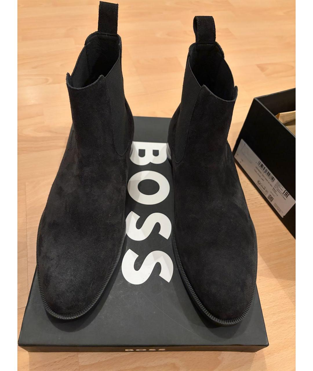 HUGO BOSS Черные замшевые высокие ботинки, фото 5