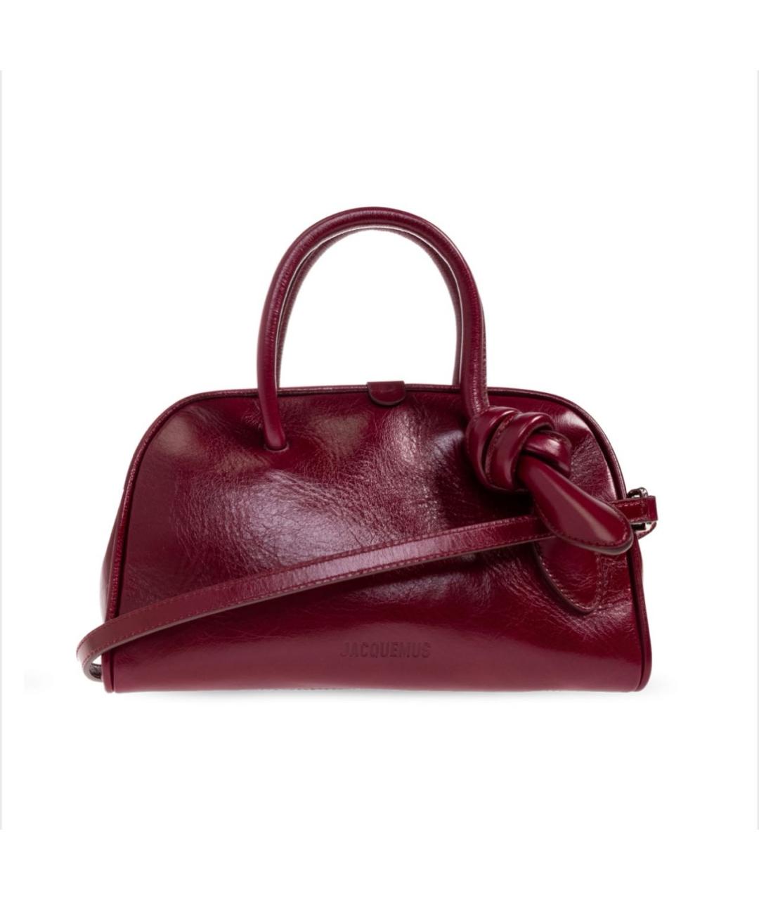 JACQUEMUS Бордовая кожаная сумка с короткими ручками, фото 5
