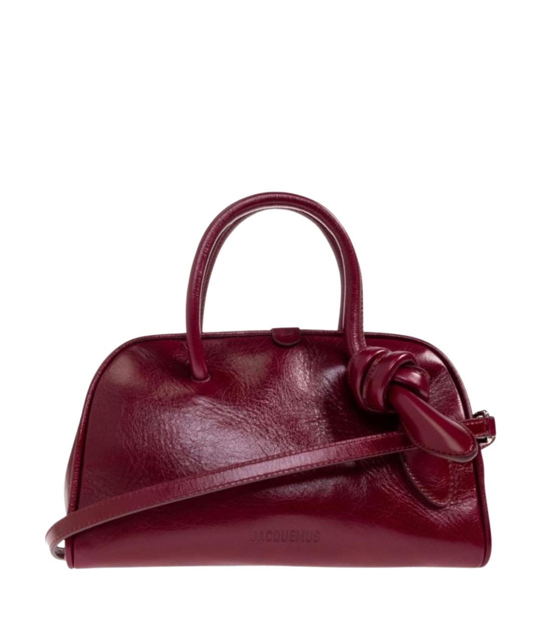 JACQUEMUS Бордовая кожаная сумка с короткими ручками, фото 1