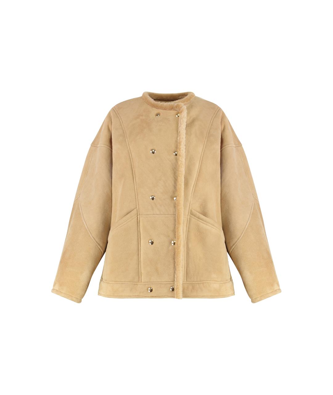 HALFBOY Бежевая кожаная дубленка, фото 1