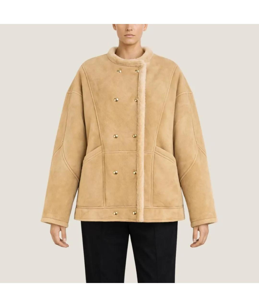 HALFBOY Бежевая кожаная дубленка, фото 3