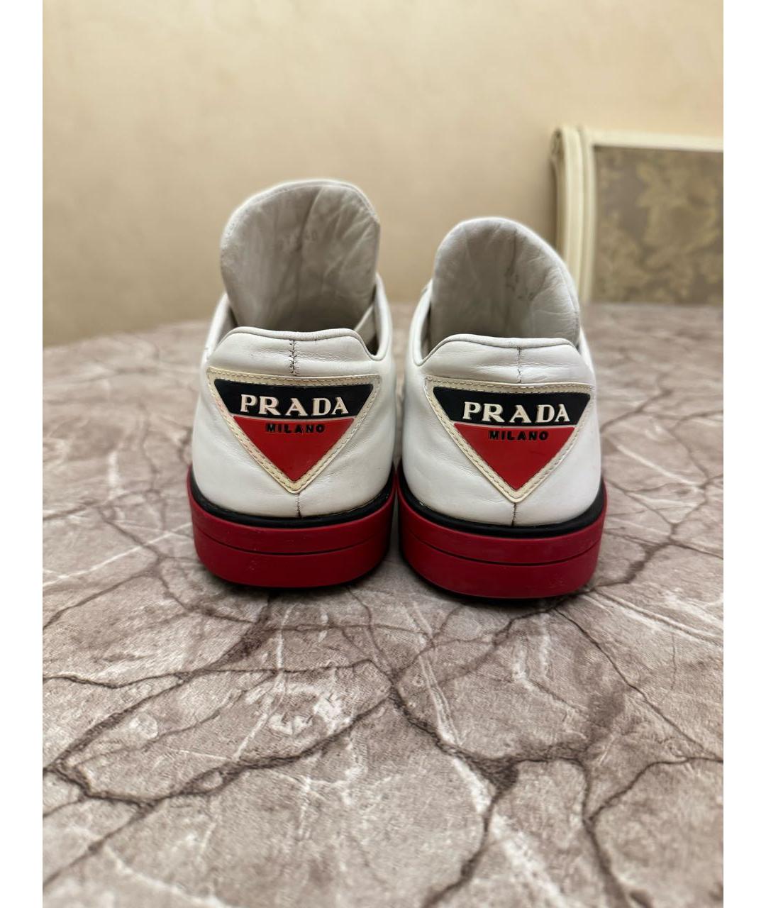 PRADA Белые кожаные кеды, фото 4