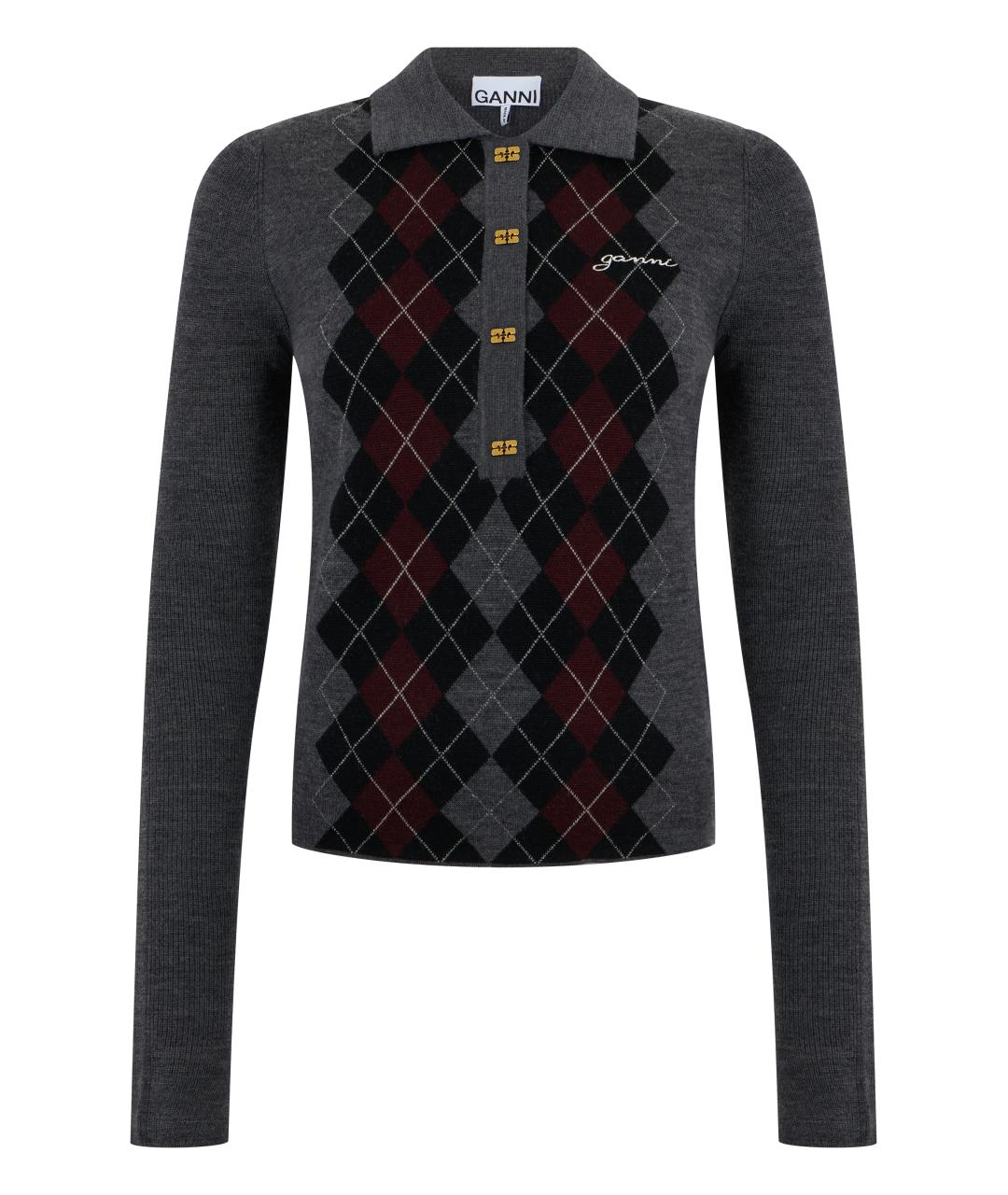 GANNI Серый шерстяной джемпер / свитер, фото 1