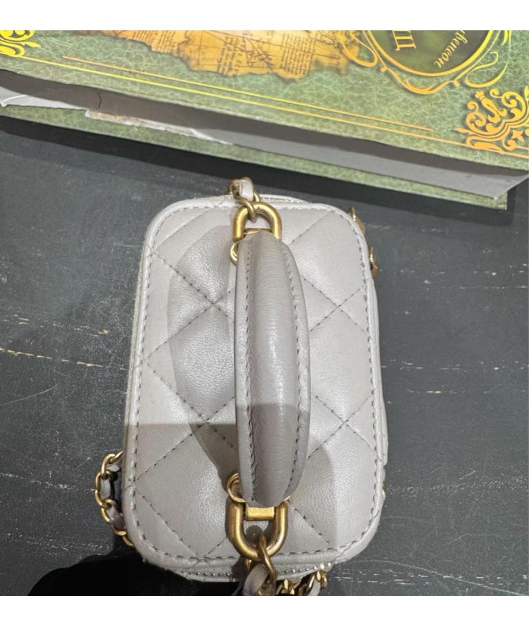 CHANEL Серая кожаная сумка через плечо, фото 4