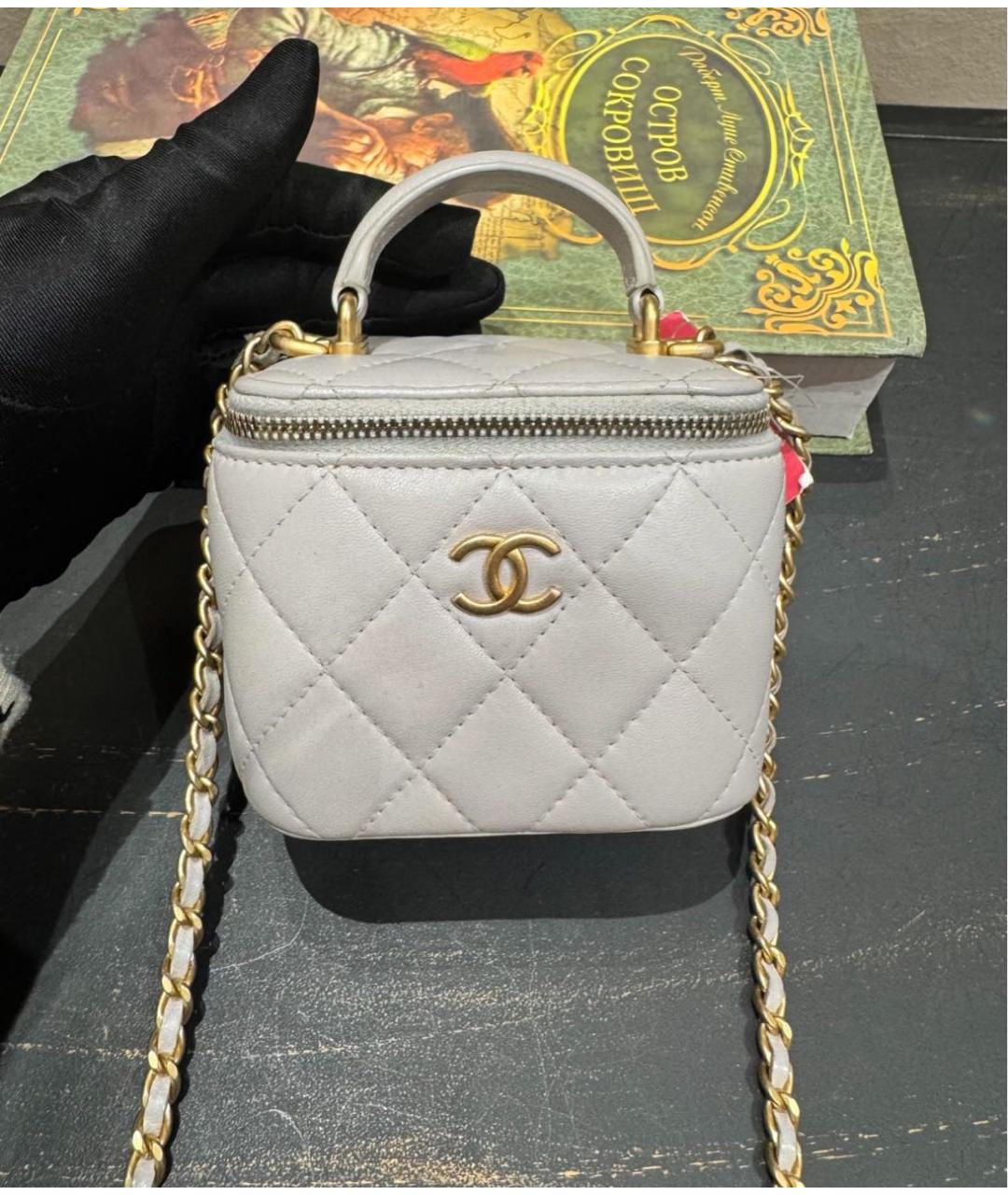 CHANEL Серая кожаная сумка через плечо, фото 2