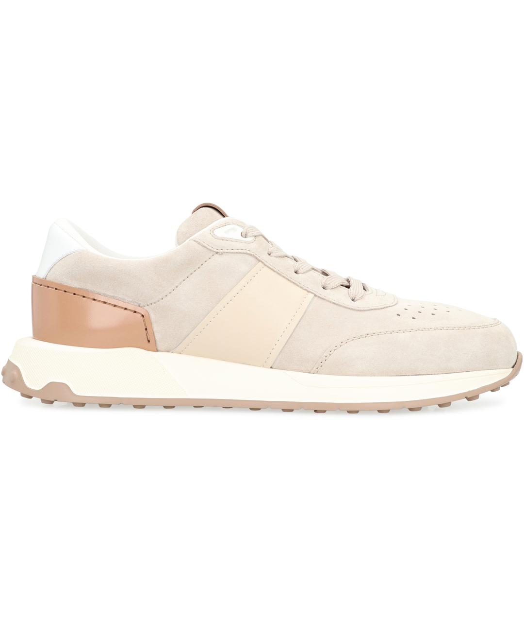 TOD'S Бежевые кожаные низкие кроссовки / кеды, фото 2