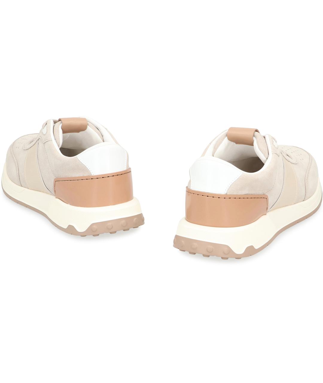 TOD'S Бежевые кожаные низкие кроссовки / кеды, фото 4