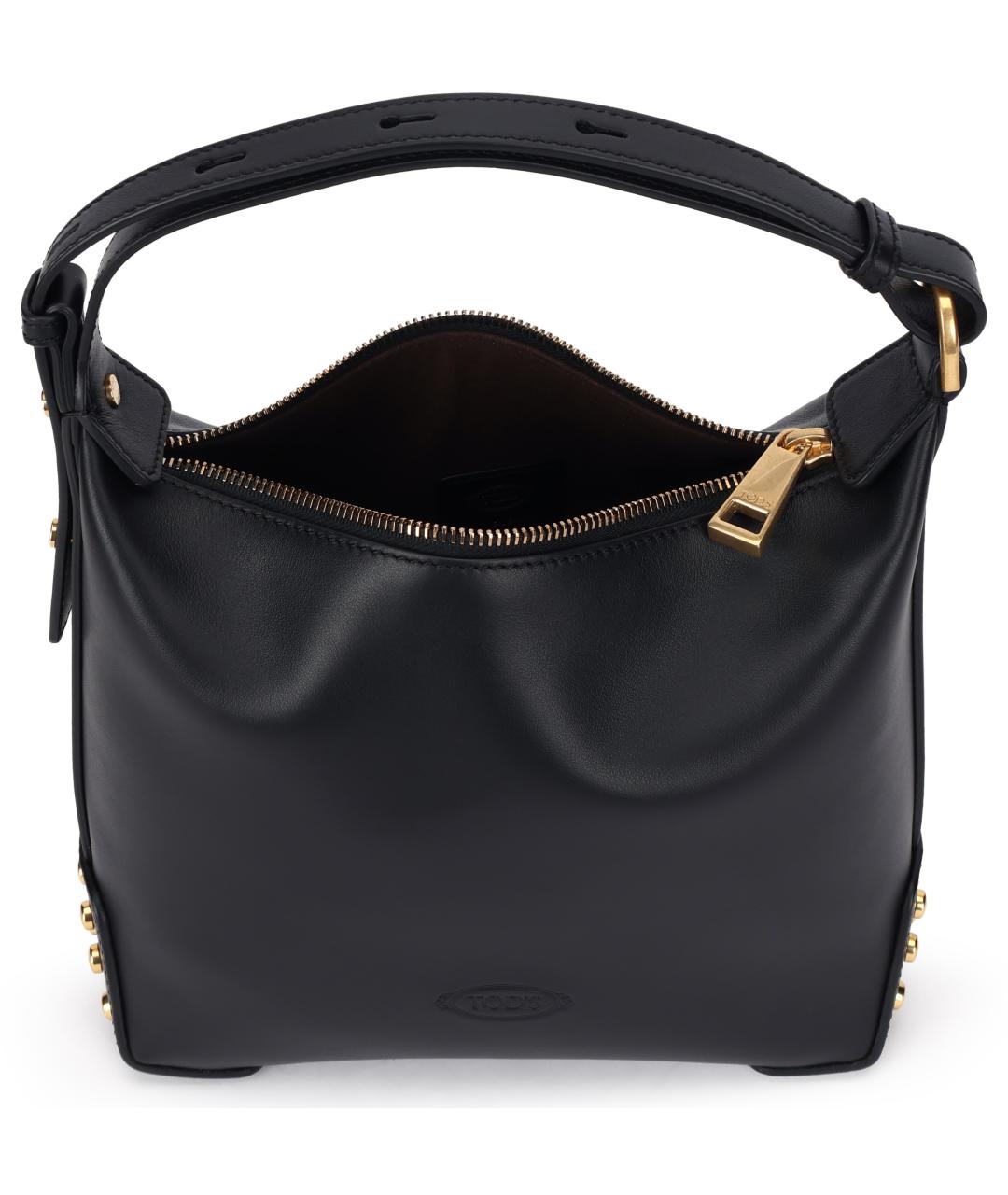 TOD'S Черная кожаная сумка с короткими ручками, фото 5