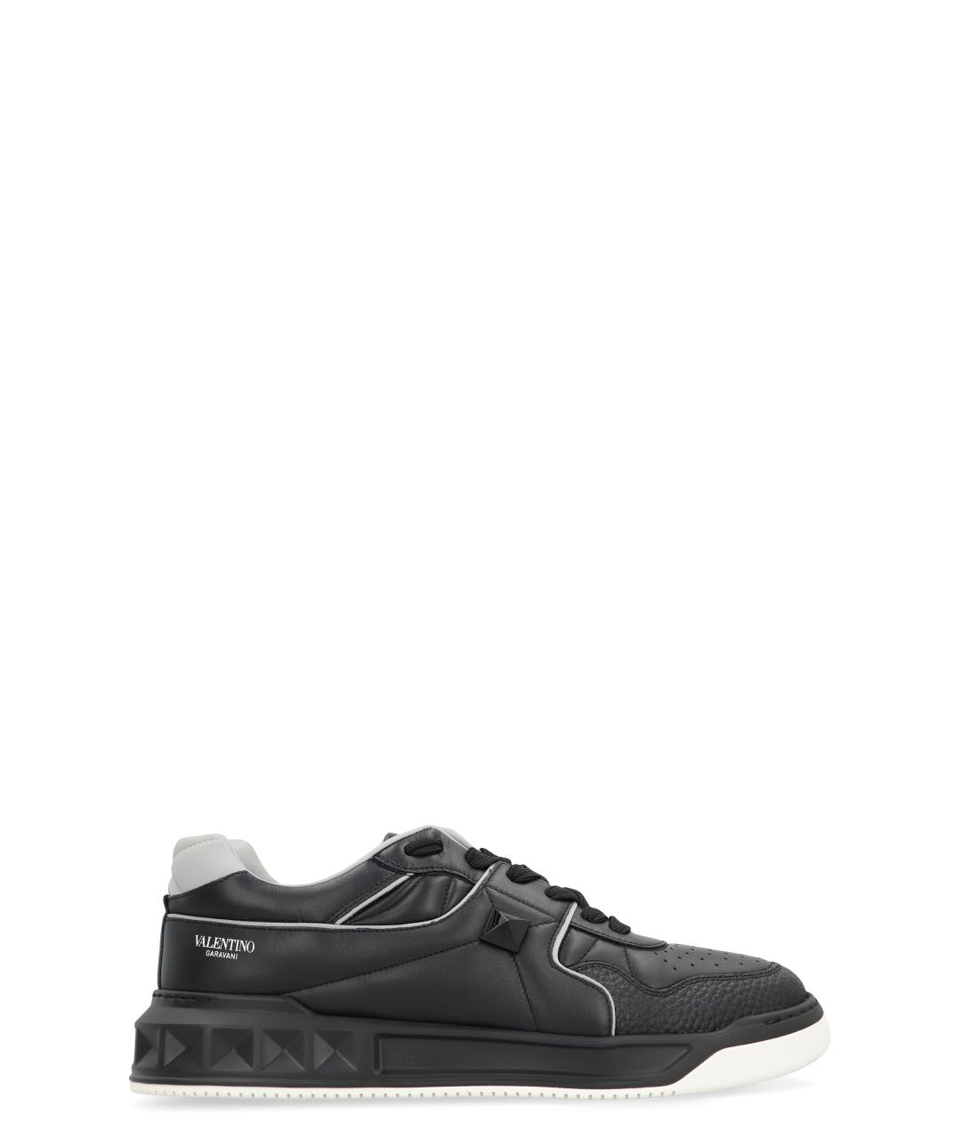 VALENTINO Черные кожаные низкие кроссовки / кеды, фото 1