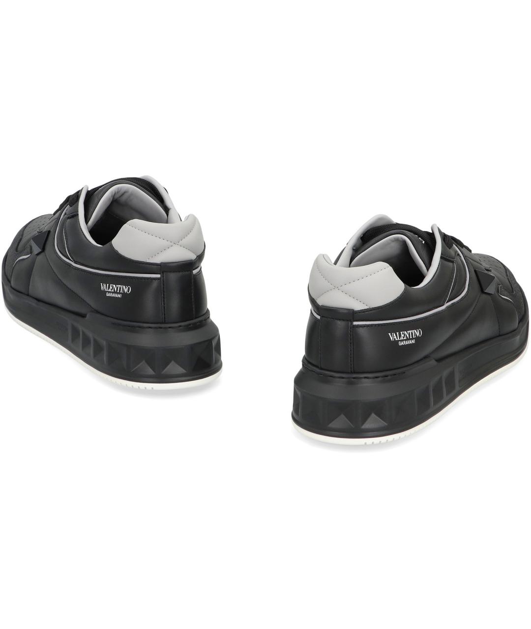 VALENTINO Черные кожаные низкие кроссовки / кеды, фото 4