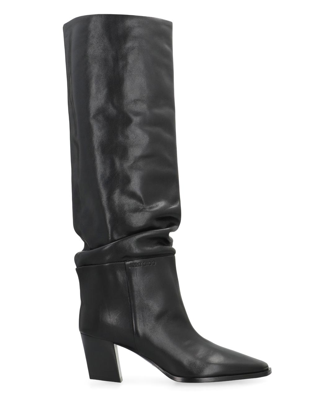 JIMMY CHOO Черные кожаные сапоги, фото 1