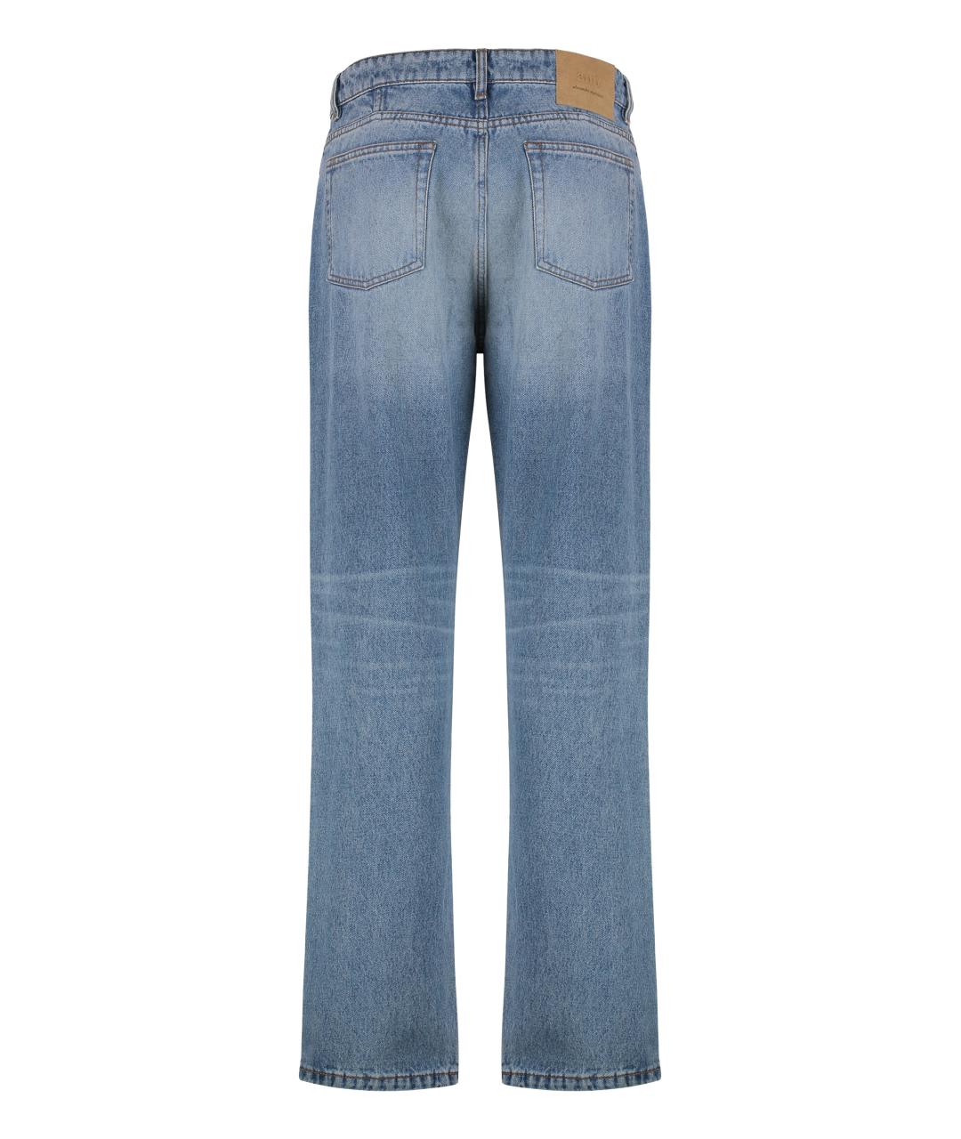 Ami Paris Синие хлопковые прямые джинсы, фото 2