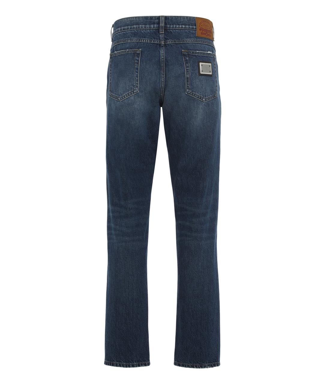 DOLCE&GABBANA Темно-синие хлопковые прямые джинсы, фото 2