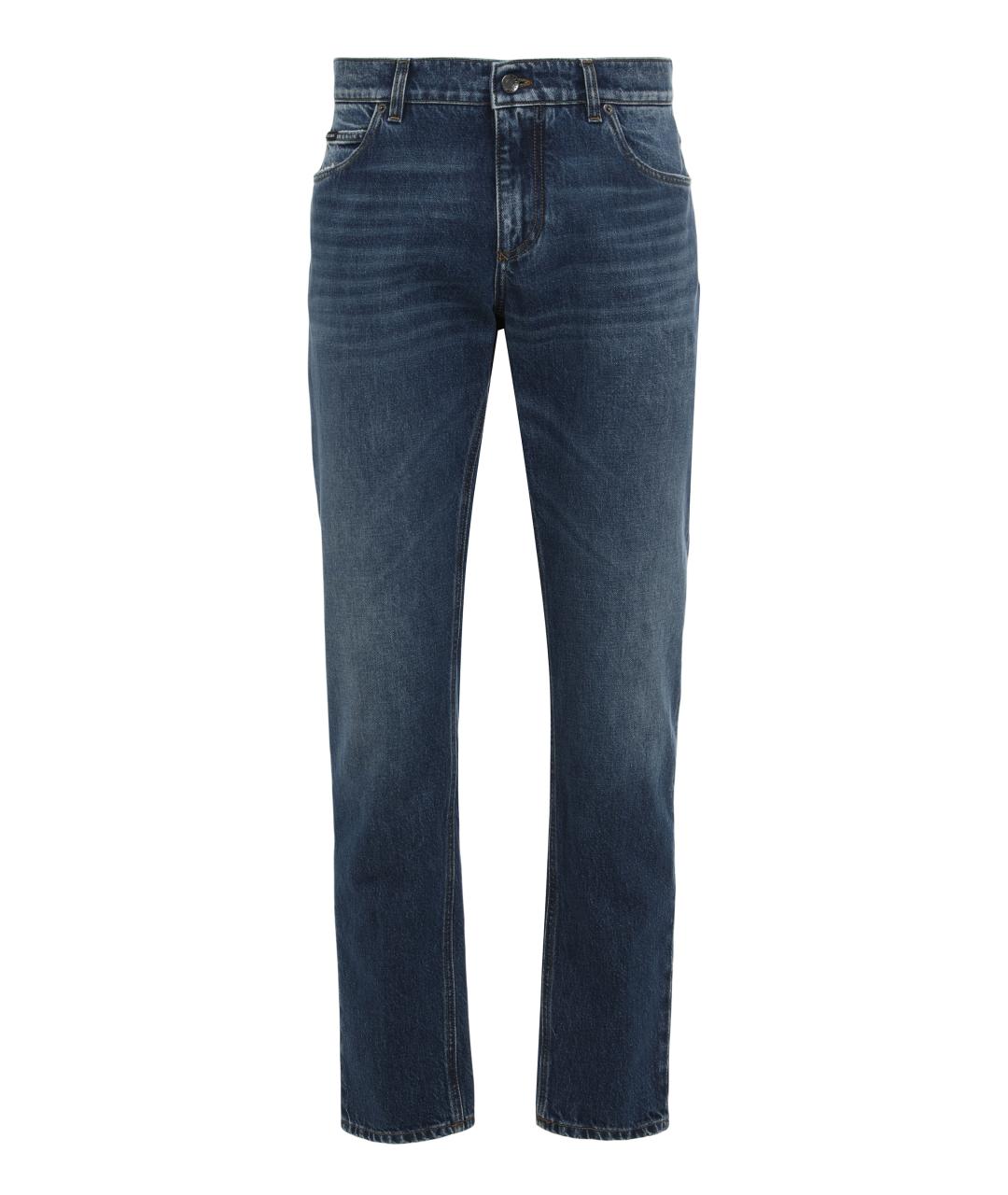 DOLCE&GABBANA Темно-синие хлопковые прямые джинсы, фото 1