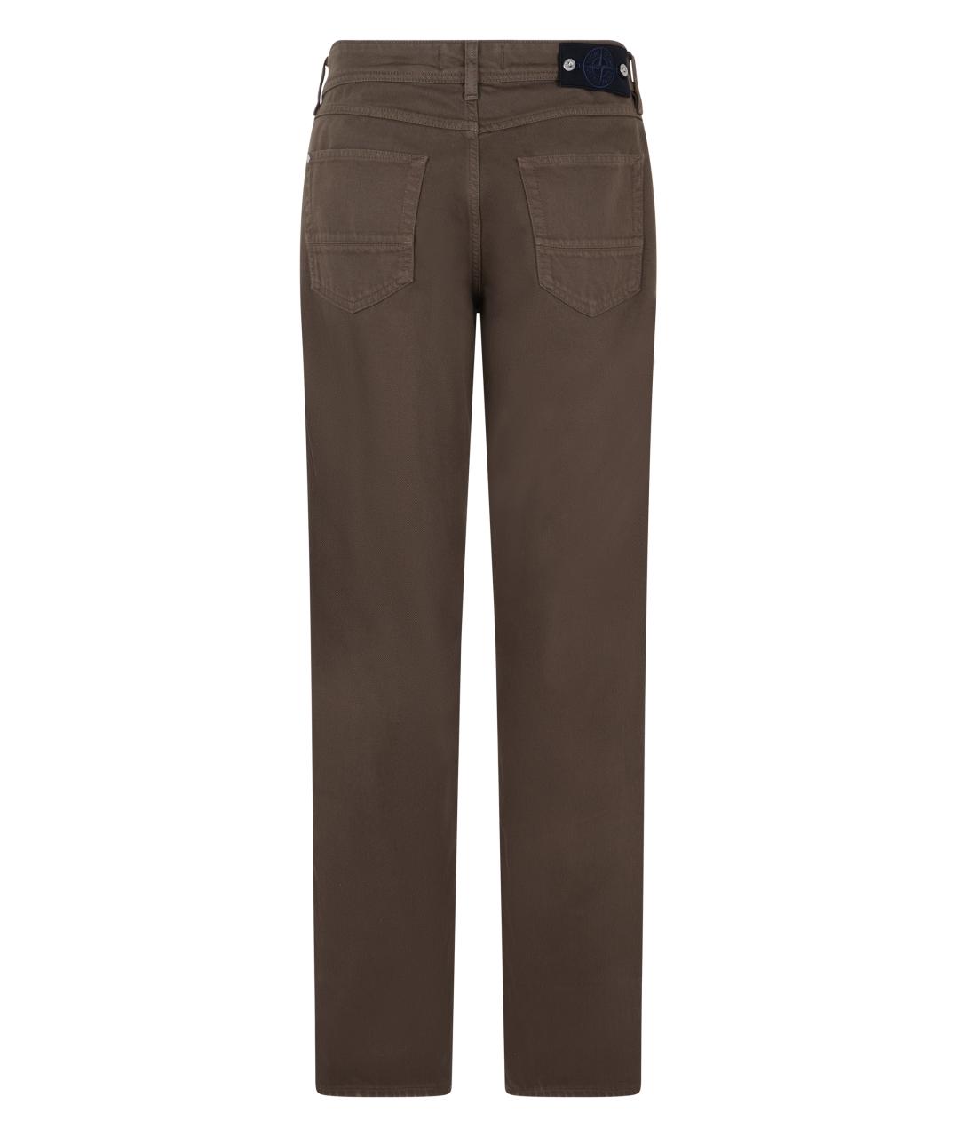 STONE ISLAND Коричневые хлопковые повседневные брюки, фото 2