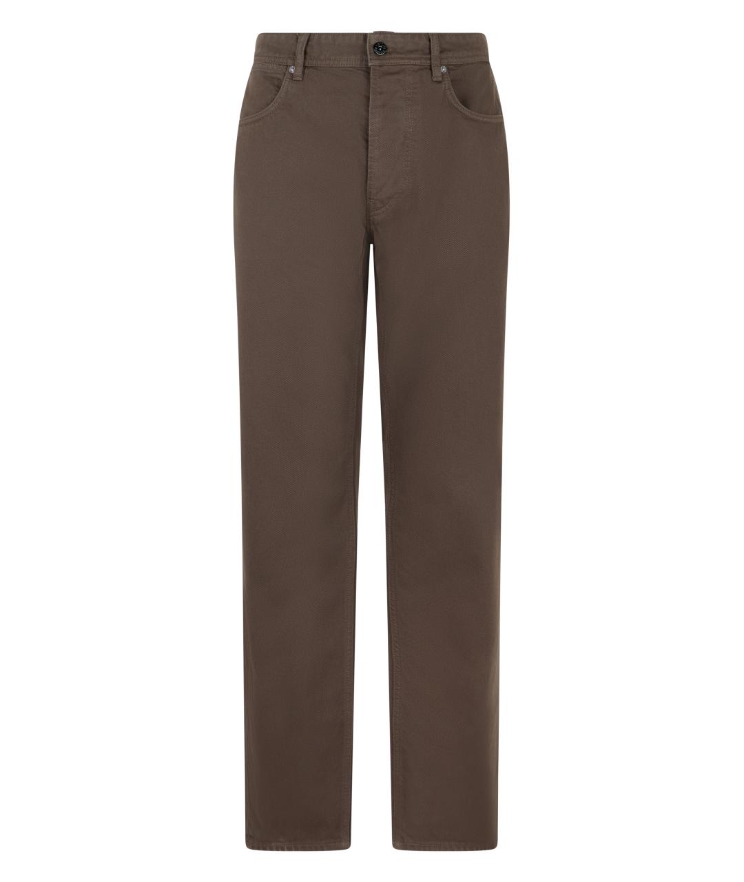 STONE ISLAND Коричневые хлопковые повседневные брюки, фото 1