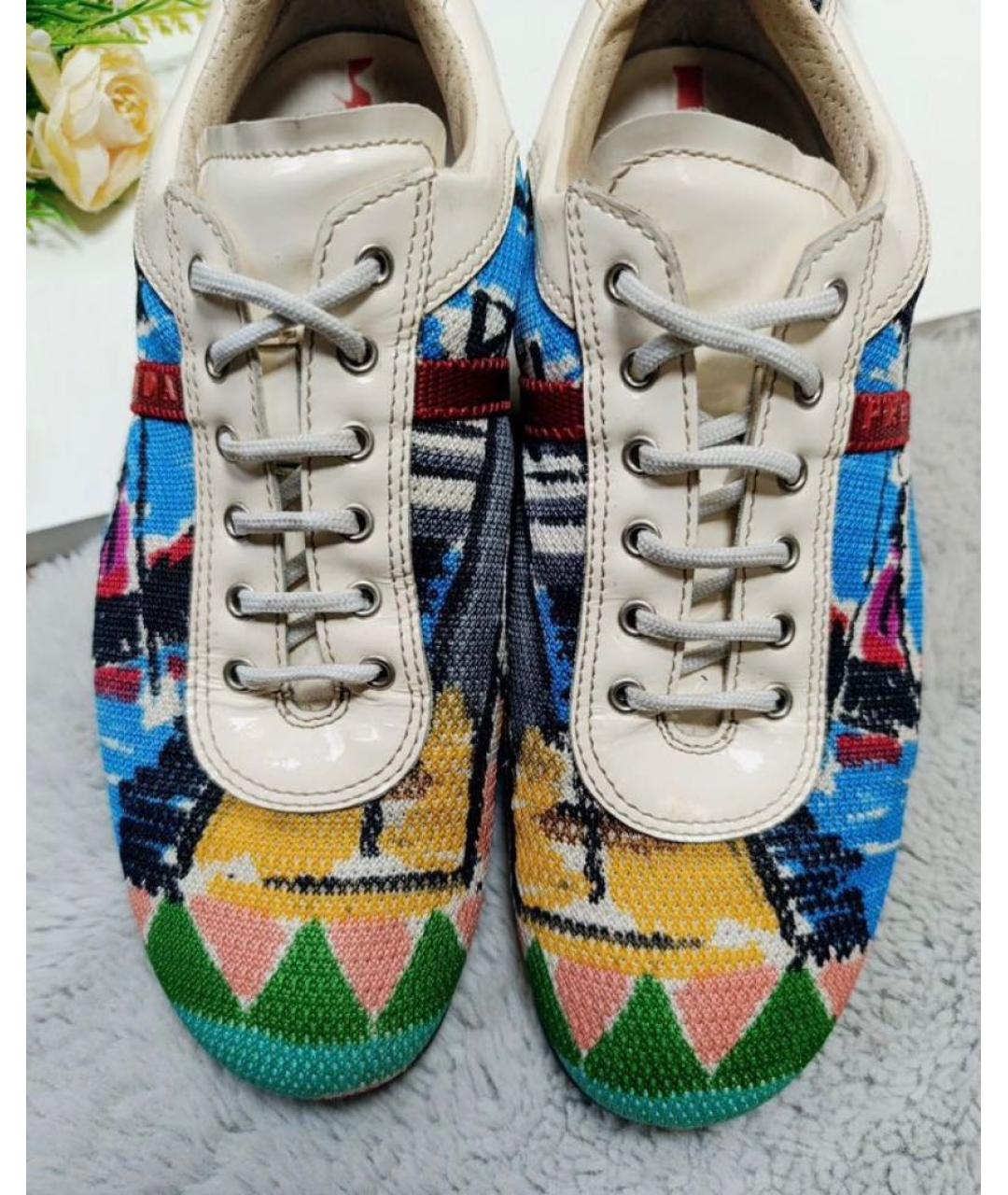PRADA Мульти текстильные кроссовки, фото 4