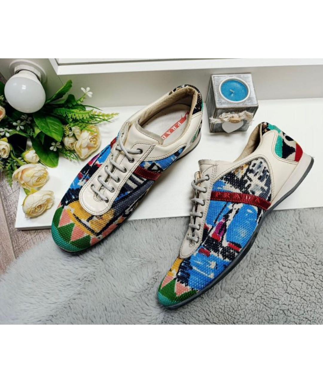 PRADA Мульти текстильные кроссовки, фото 9