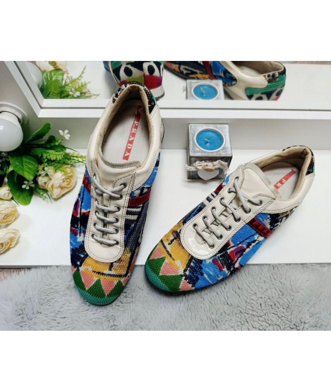 PRADA Мульти текстильные кроссовки, фото 3