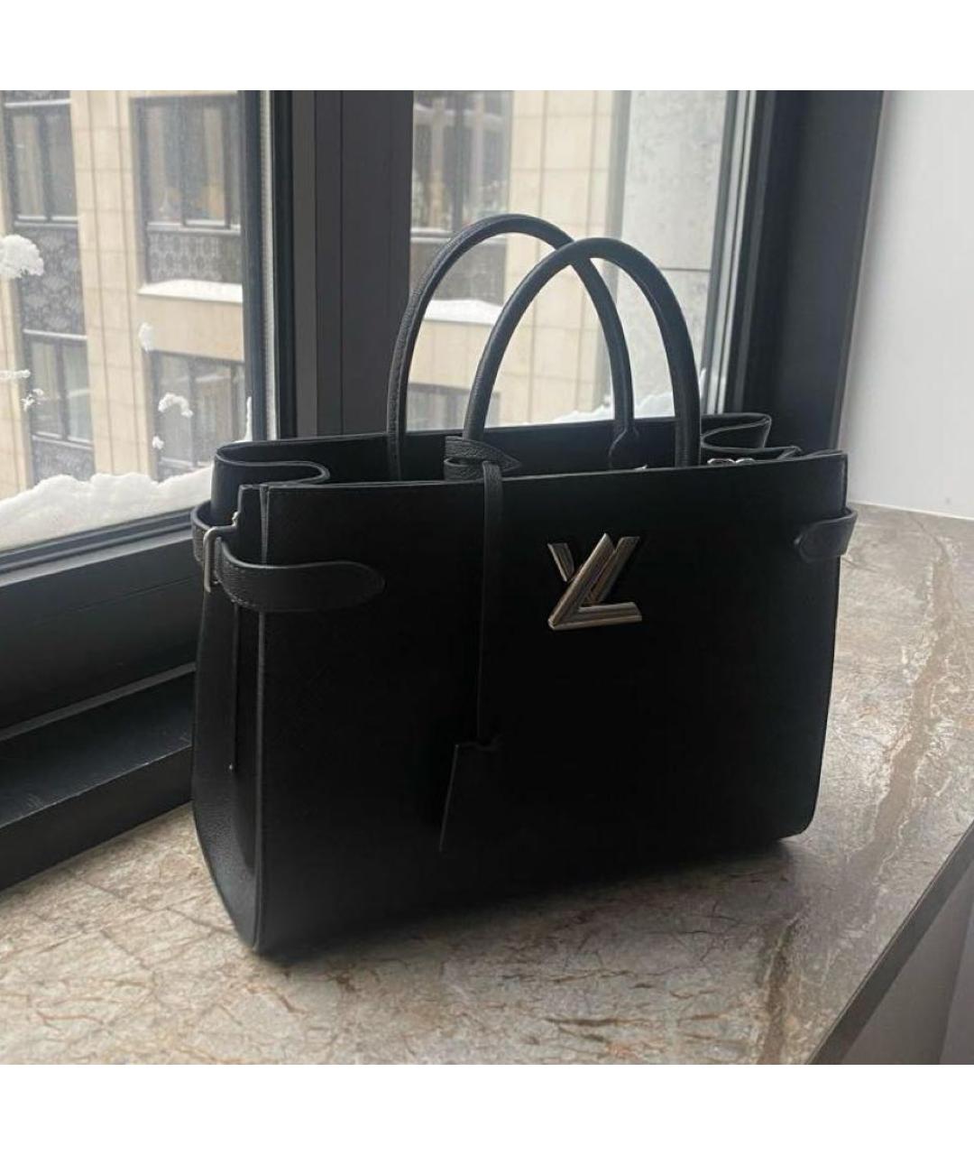 LOUIS VUITTON Черная кожаная сумка с короткими ручками, фото 2