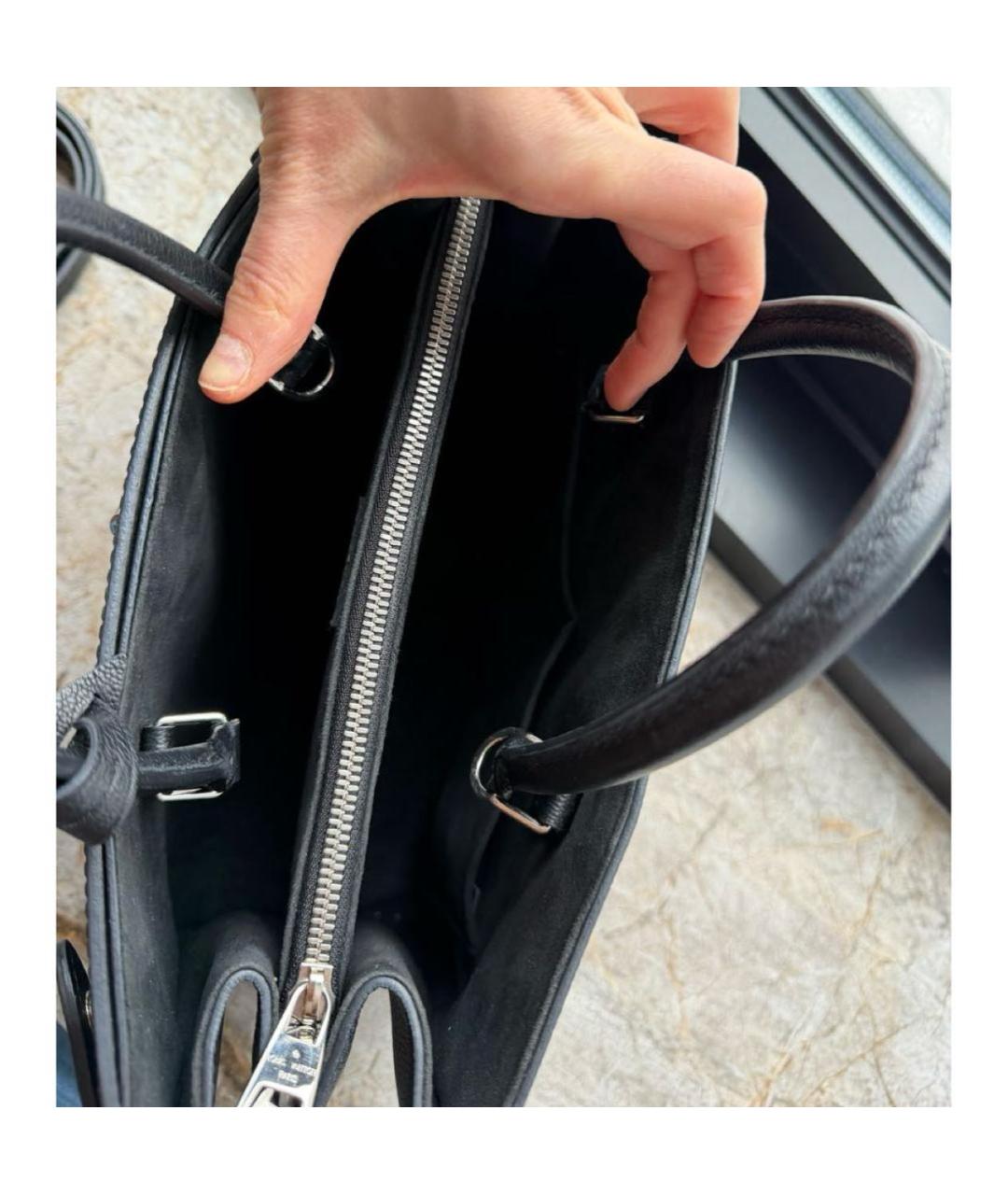 LOUIS VUITTON Черная кожаная сумка с короткими ручками, фото 4