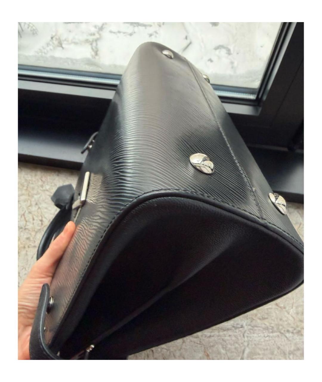 LOUIS VUITTON Черная кожаная сумка с короткими ручками, фото 6