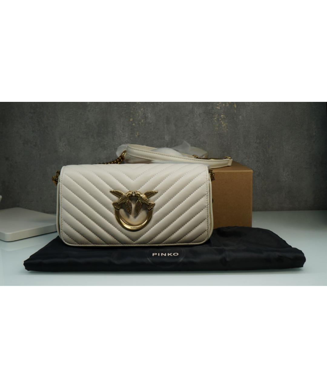 PINKO Белая кожаная сумка через плечо, фото 2