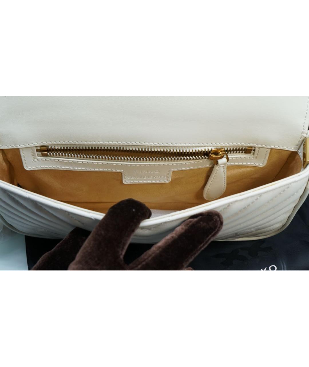 PINKO Белая кожаная сумка через плечо, фото 5