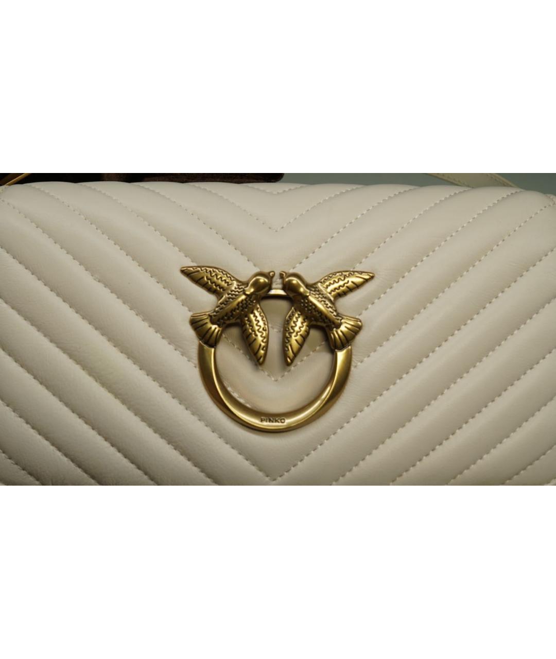 PINKO Белая кожаная сумка через плечо, фото 7