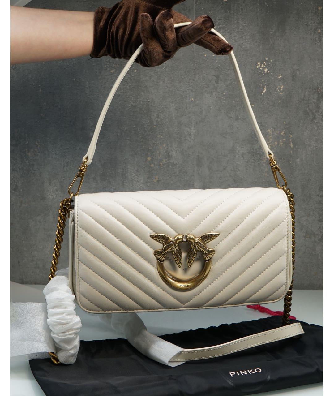 PINKO Белая кожаная сумка через плечо, фото 3