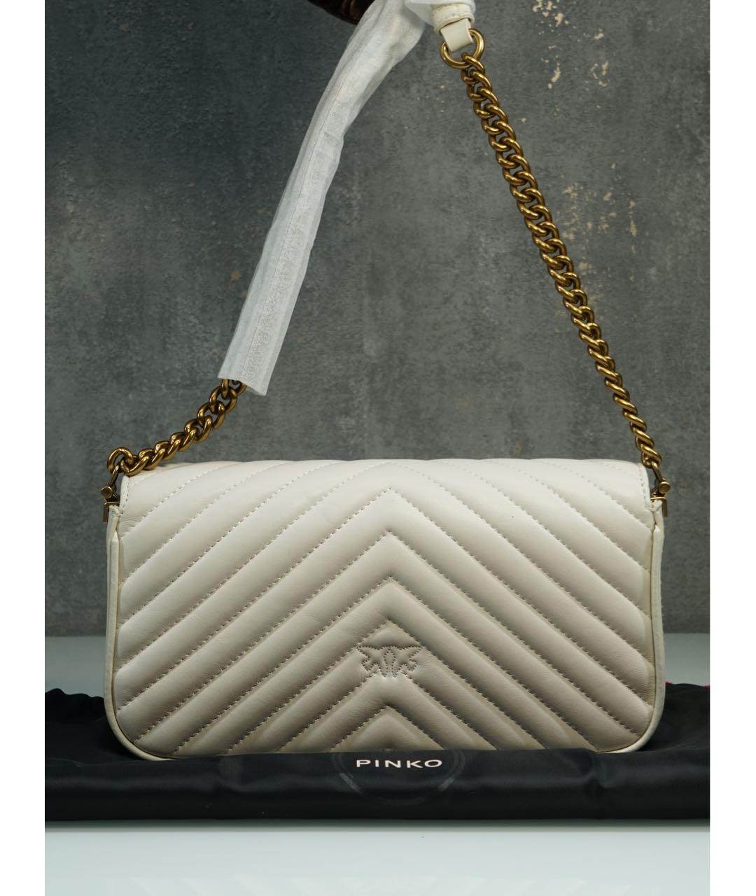PINKO Белая кожаная сумка через плечо, фото 4