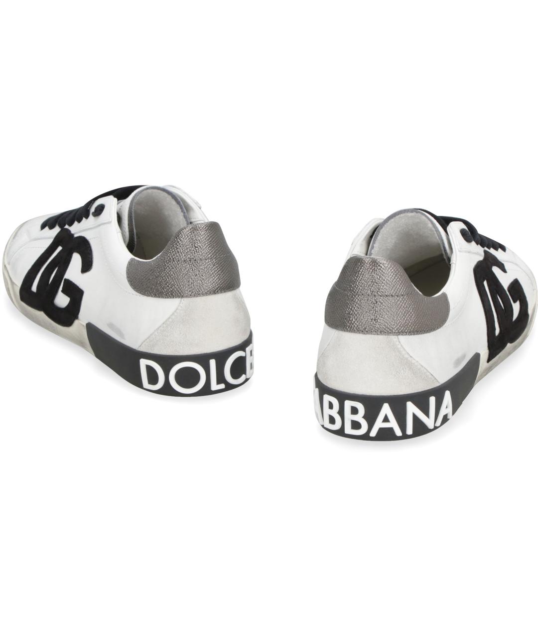 DOLCE&GABBANA Белые кожаные низкие кроссовки / кеды, фото 3