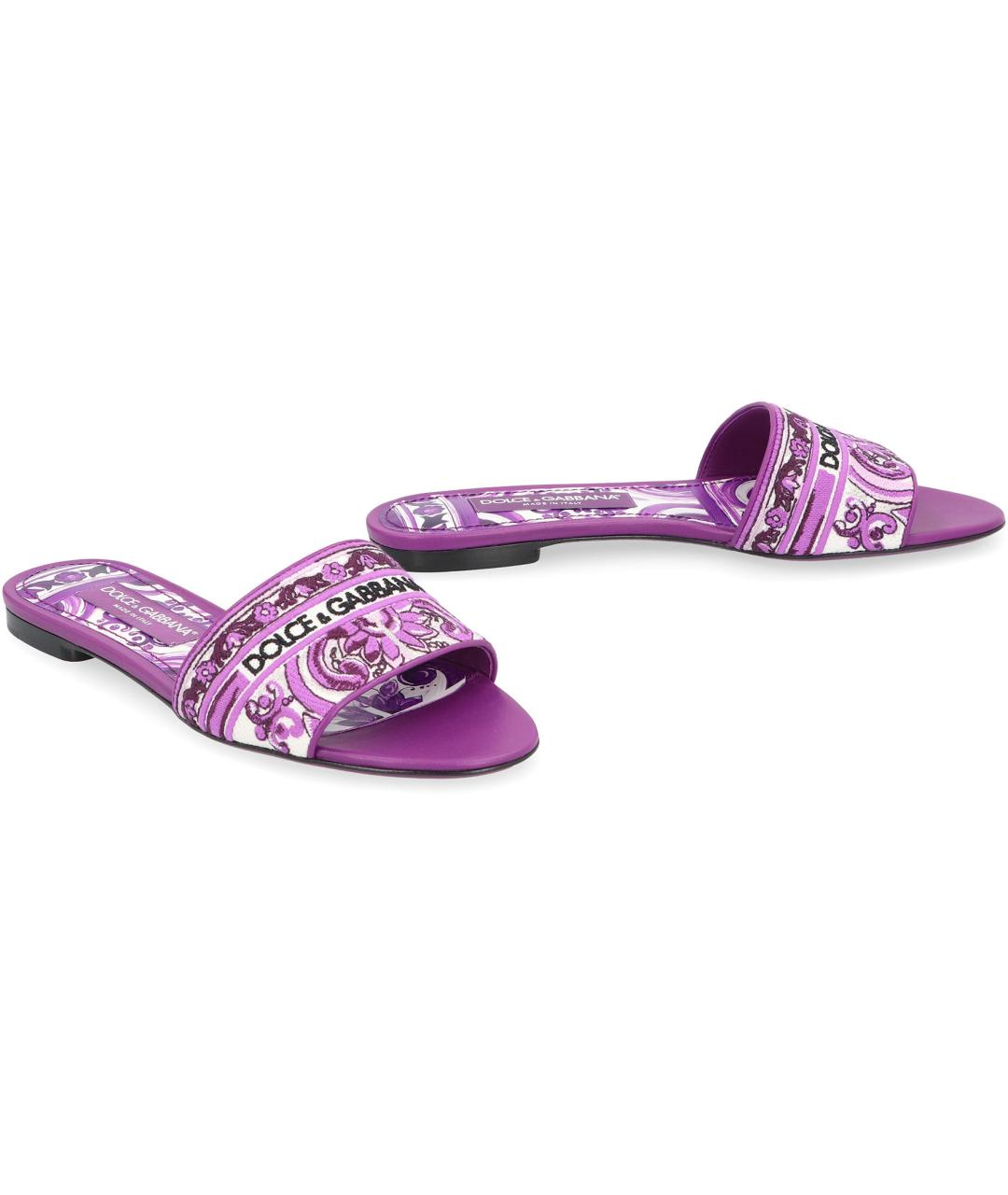 DOLCE&GABBANA Фиолетовые текстильные шлепанцы, фото 3