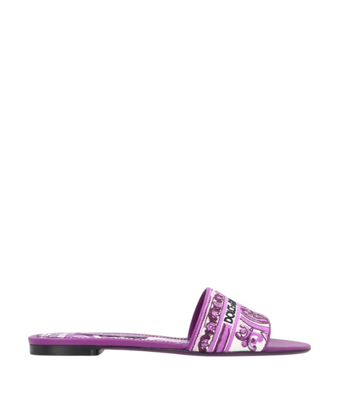 DOLCE&GABBANA Фиолетовые текстильные шлепанцы, фото 1