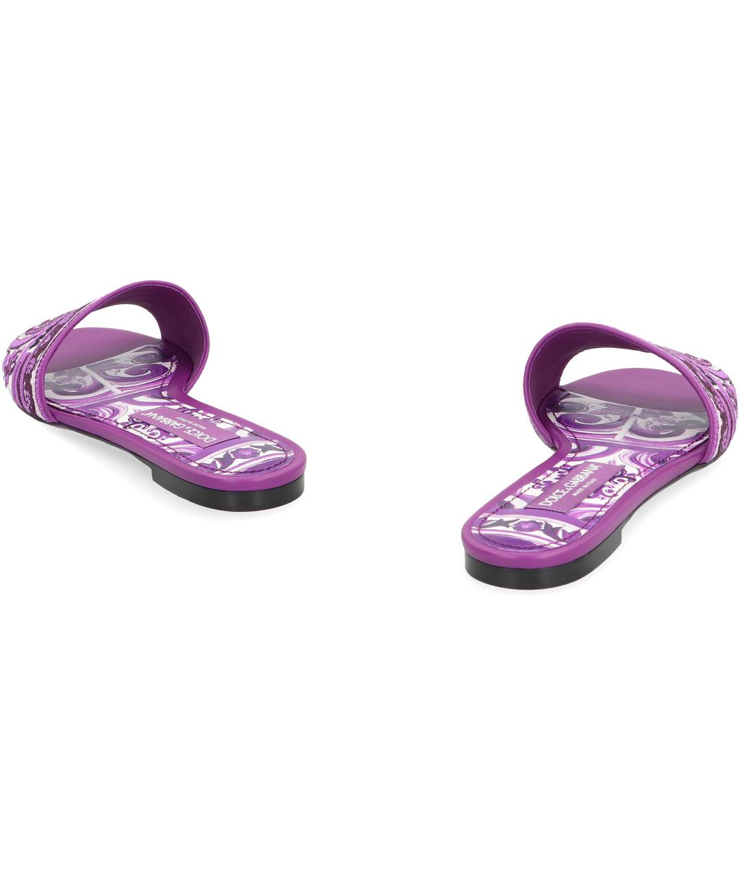 DOLCE&GABBANA Фиолетовые текстильные шлепанцы, фото 4