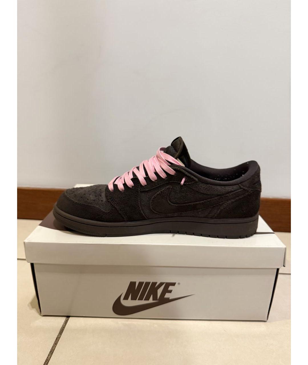 JORDAN Коричневые замшевые низкие кроссовки / кеды, фото 4