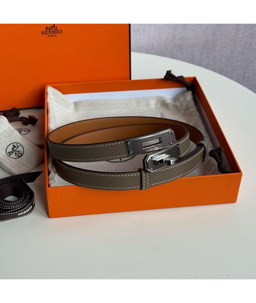 HERMES Коричневый кожаный ремень, фото 3