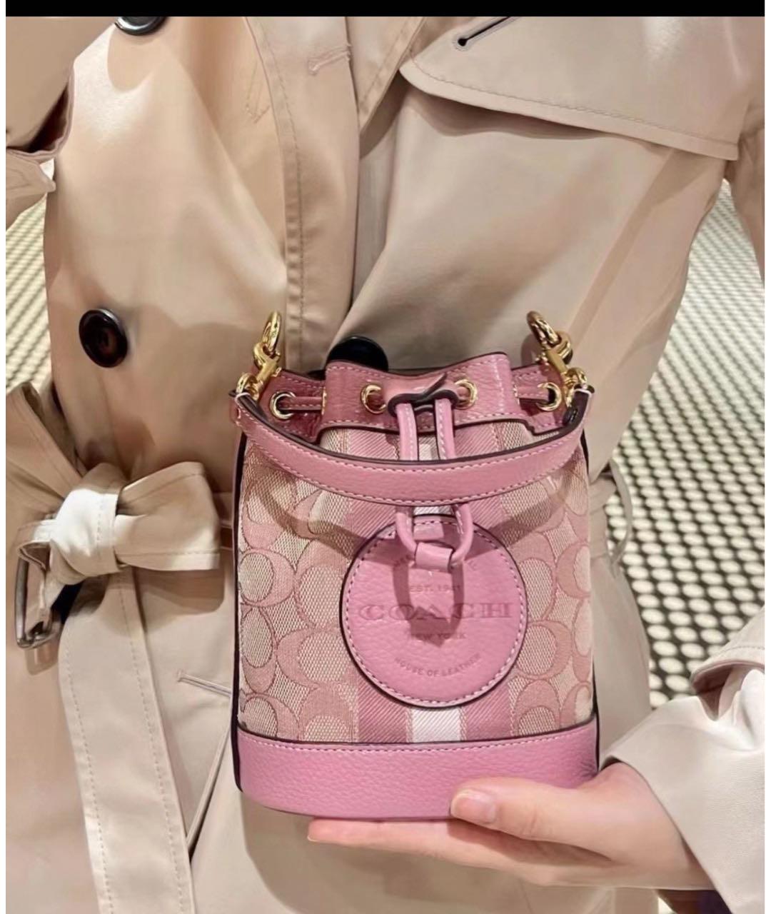 COACH Розовая кожаная сумка через плечо, фото 4