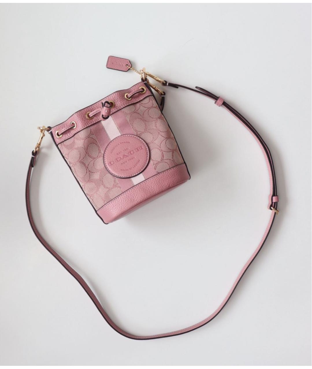 COACH Розовая кожаная сумка через плечо, фото 5