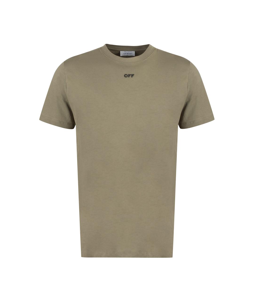 OFF-WHITE Зеленая хлопковая футболка, фото 1