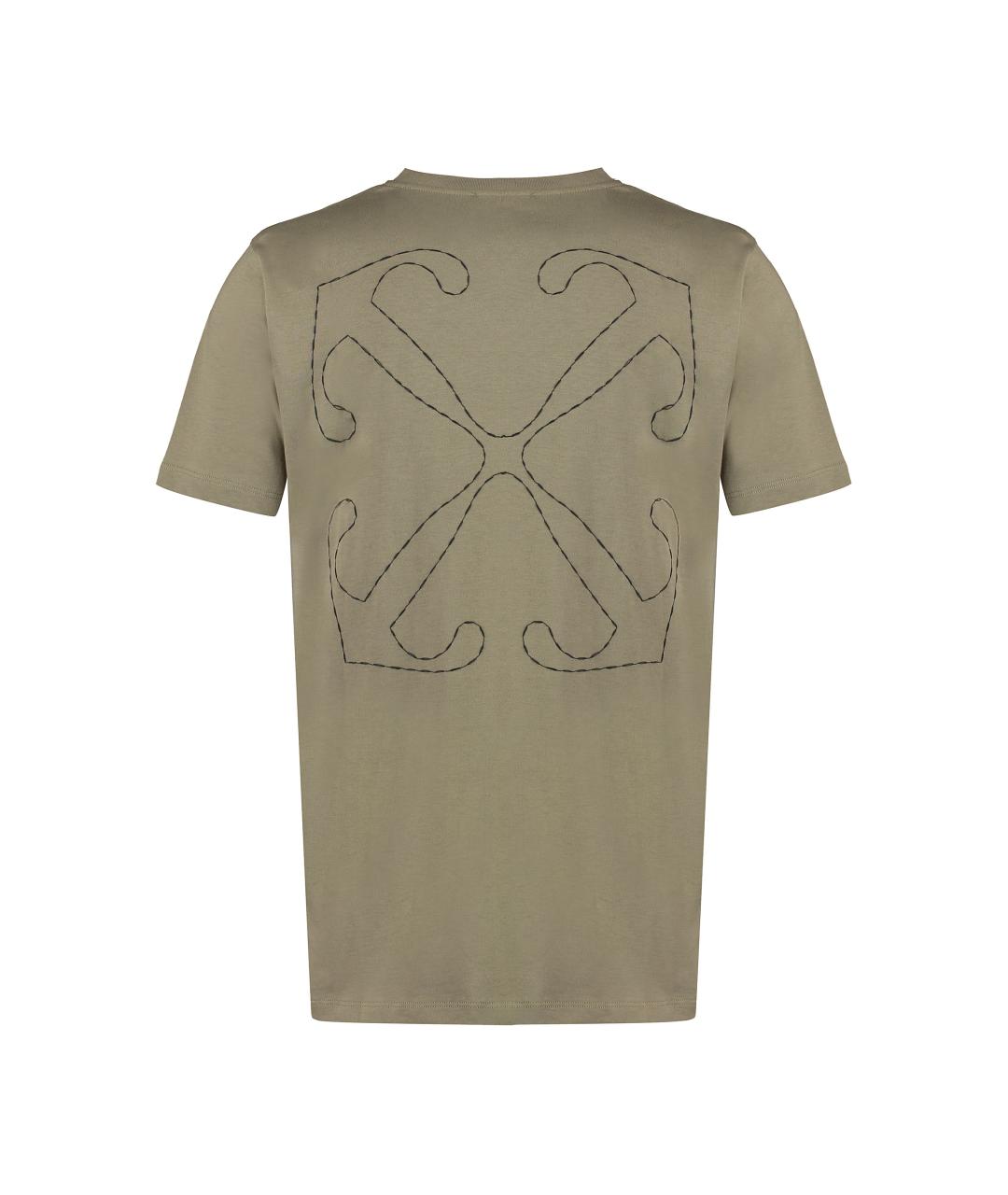 OFF-WHITE Зеленая хлопковая футболка, фото 2