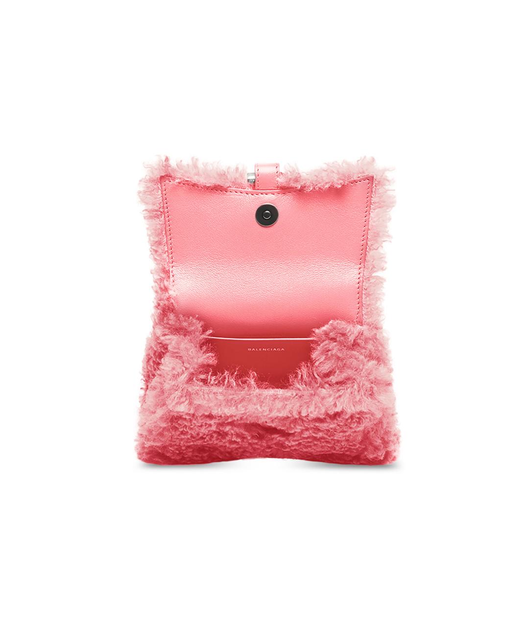 BALENCIAGA Розовая шерстяная сумка через плечо, фото 4