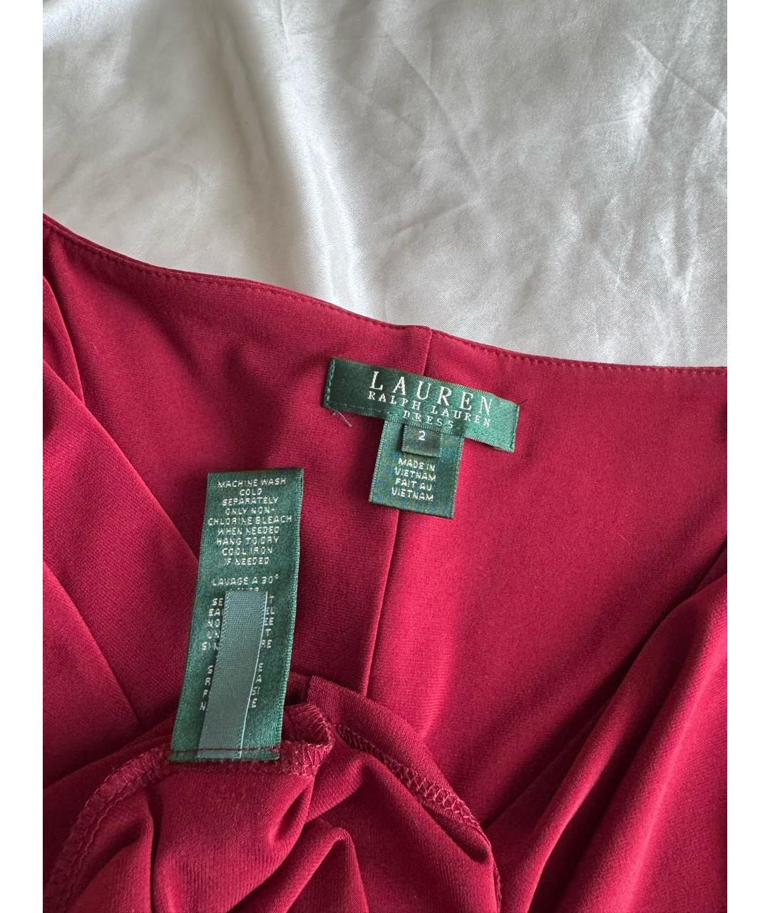 RALPH LAUREN Бордовое синтетическое повседневное платье, фото 6