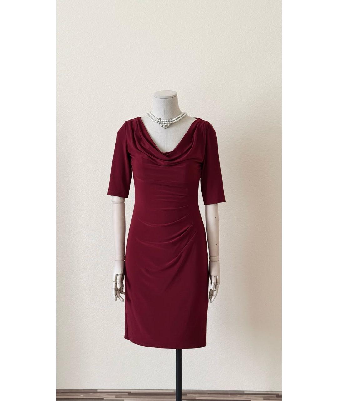 RALPH LAUREN Бордовое синтетическое повседневное платье, фото 3