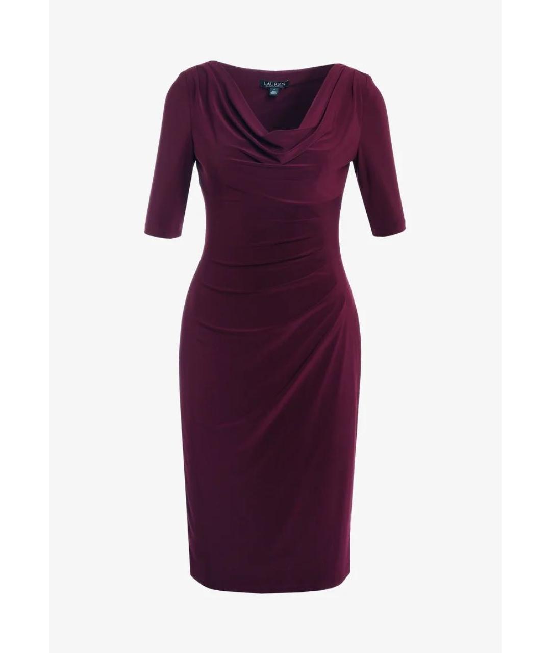 RALPH LAUREN Бордовое синтетическое повседневное платье, фото 9