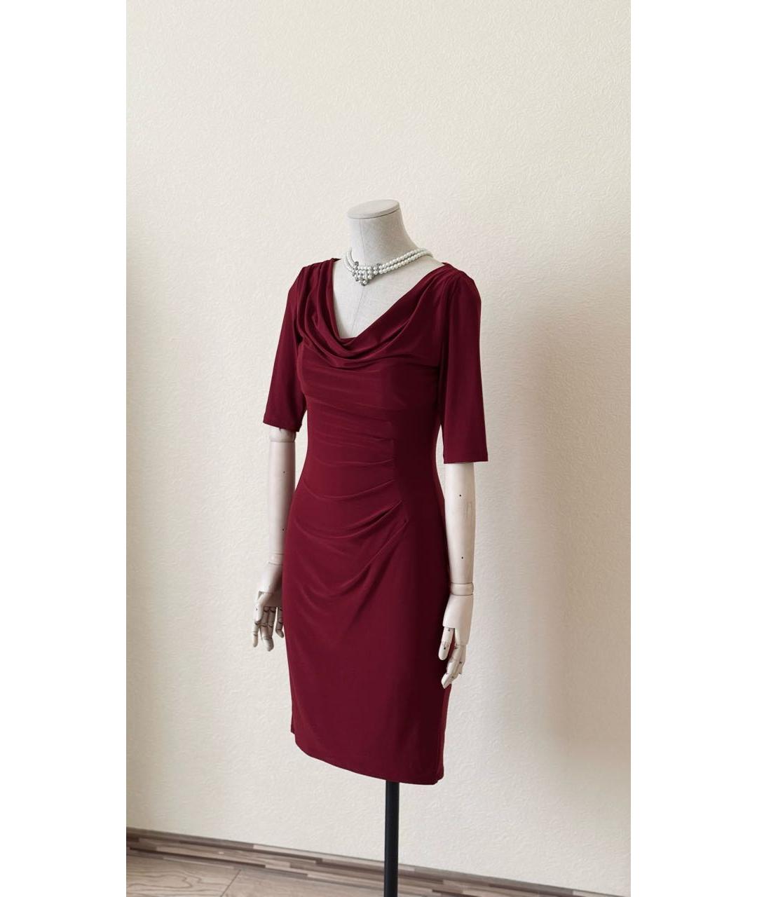 RALPH LAUREN Бордовое синтетическое повседневное платье, фото 2