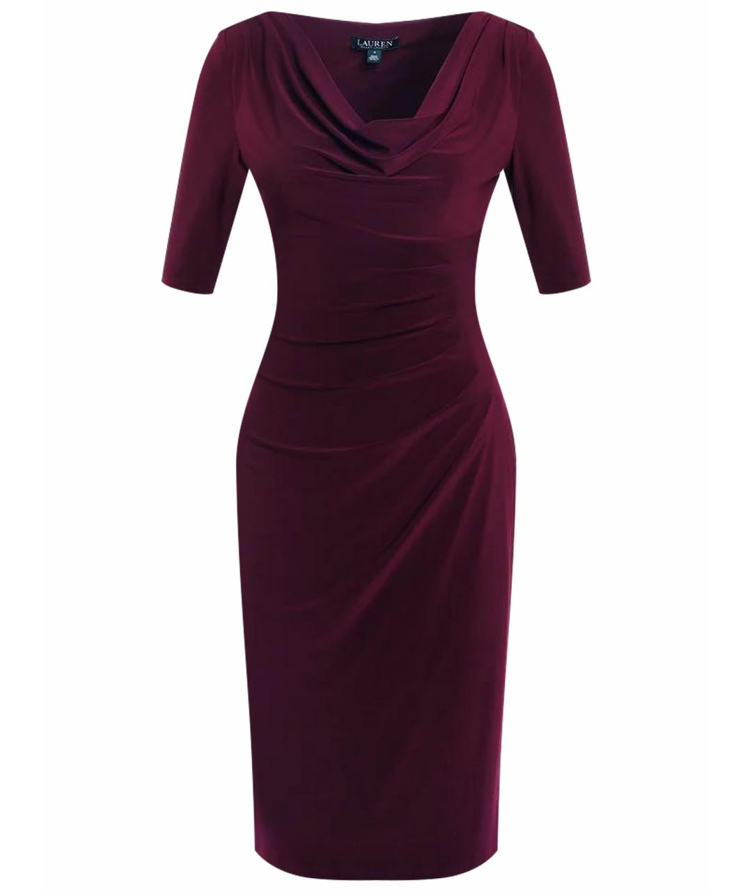 RALPH LAUREN Бордовое синтетическое повседневное платье, фото 1