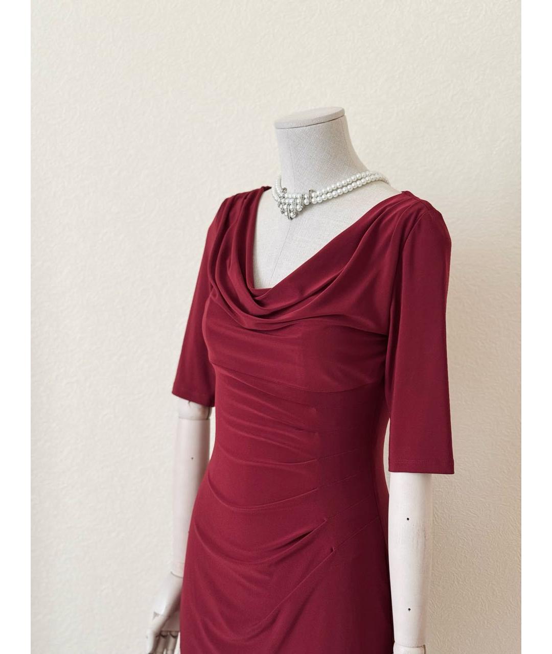 RALPH LAUREN Бордовое синтетическое повседневное платье, фото 4