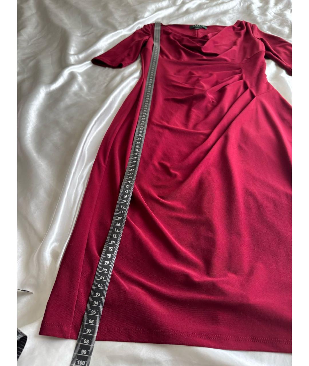RALPH LAUREN Бордовое синтетическое повседневное платье, фото 7