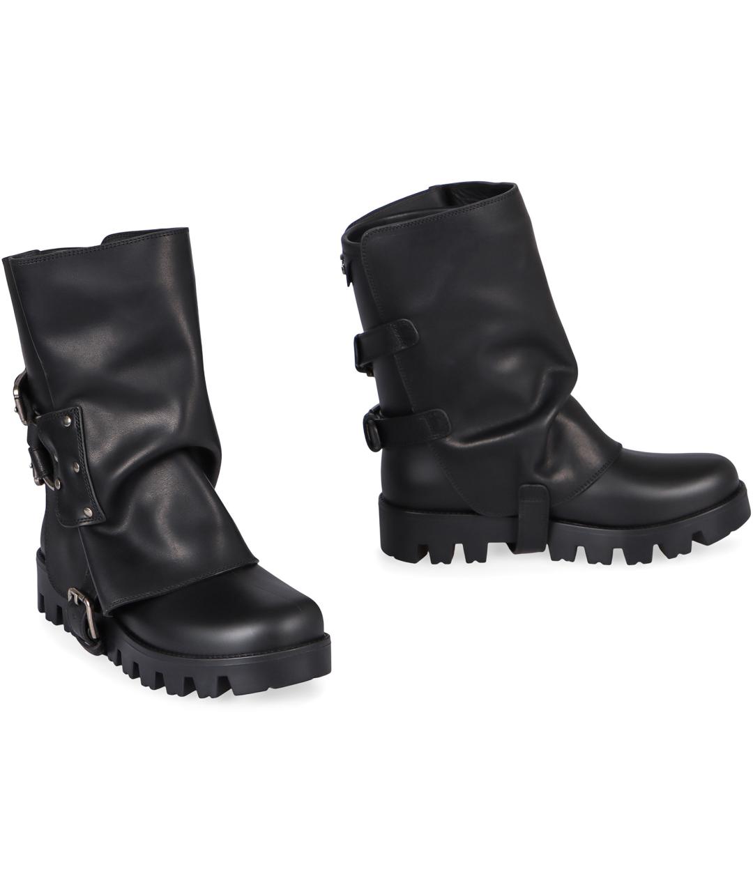 DOLCE&GABBANA Черные кожаные ботильоны, фото 3